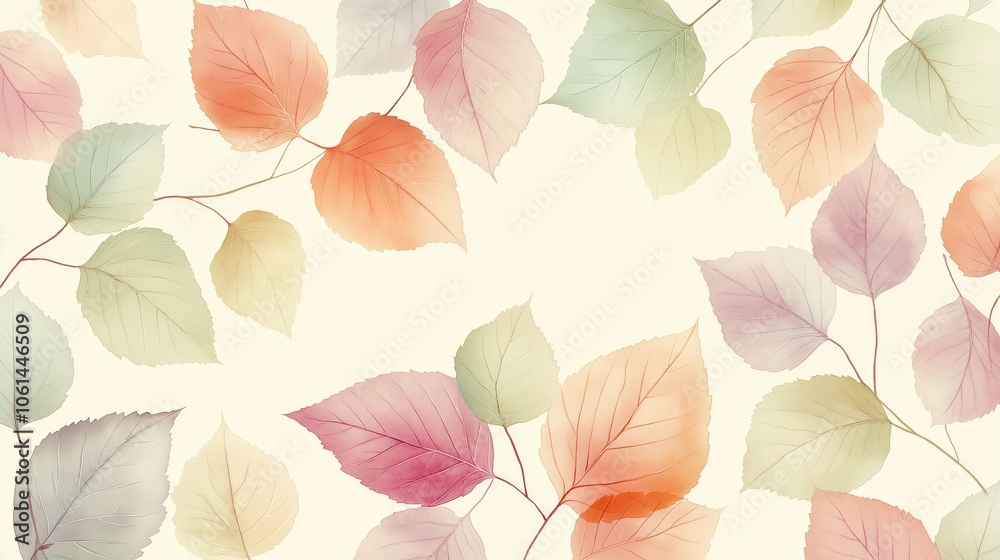 Artistic Arrangement of Soft-Colored Leaves Artistic Arrangement of Soft-Colored Leaves