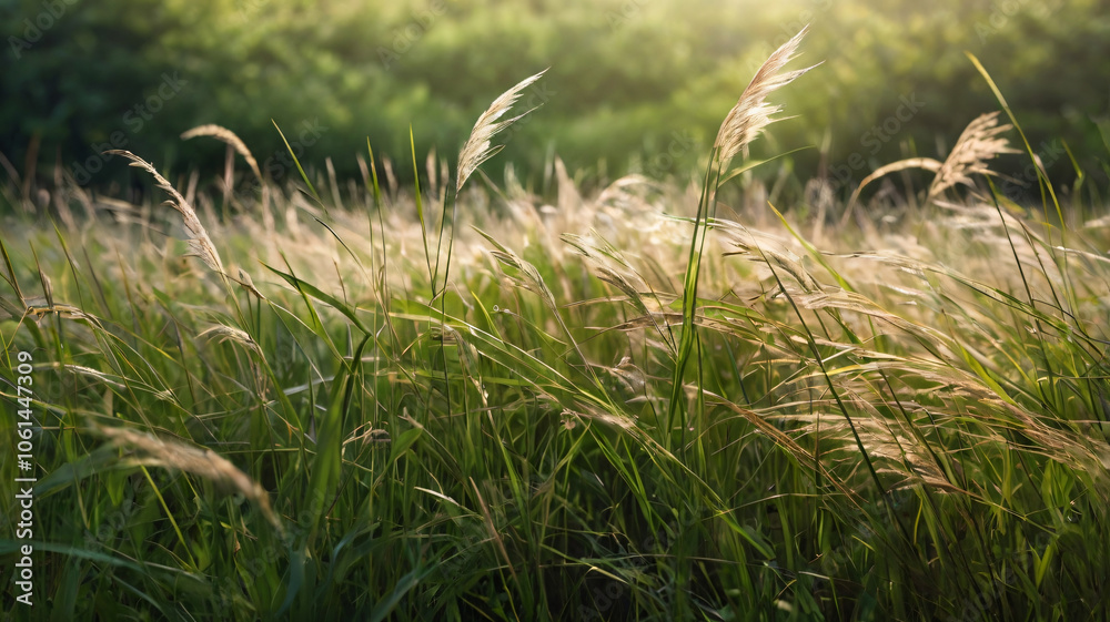 Blowing grass in meadow Blowing grass in meadow