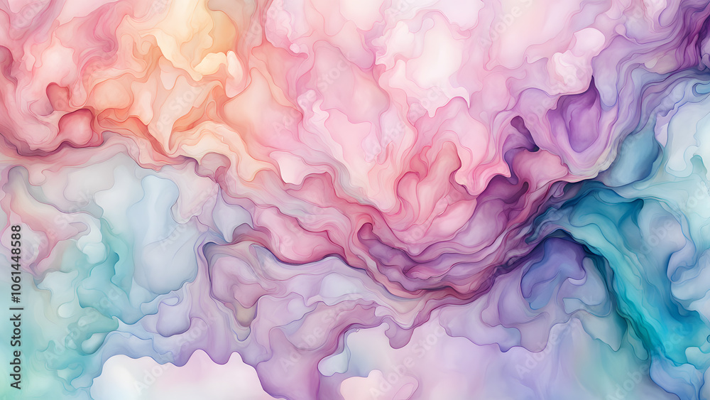 A colorful painting of a cloud with pink, blue, and purple hues A colorful painting of a cloud with pink, blue, and purple hues