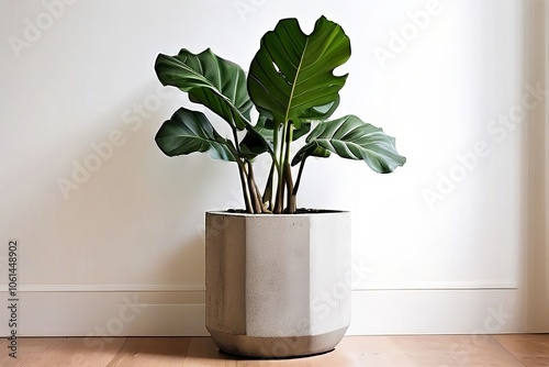 concrete planter with fiddle leaf fig a tall minimalist concrete photo