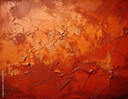 Peeling paint on a wall with a orange background