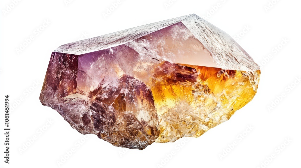 Amethyst-citrine ametrine gemstone: natural beauty of quartz crystal fusion Amethyst-citrine ametrine gemstone: natural beauty of quartz crystal fusion