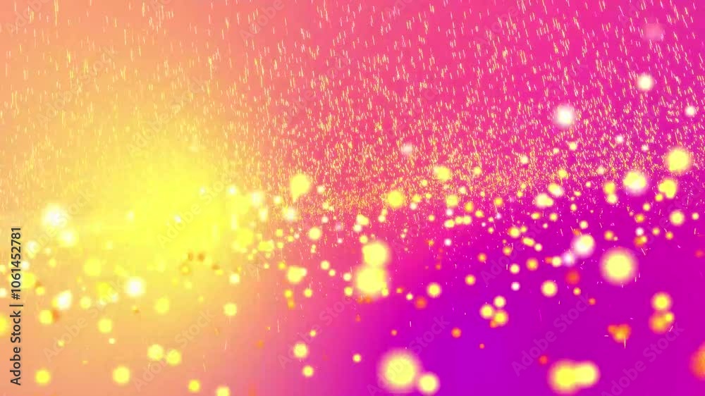 Particelle di luce gialla che svettano; fantastiche particelle gialle scintillanti e animazione di sfondo a gradiente di colore rosso-viola vitaminico.
