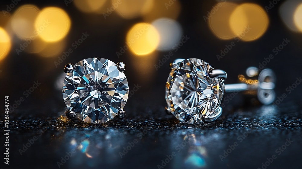 Fototapeta premium Stunning Diamond Earrings on Dark Background