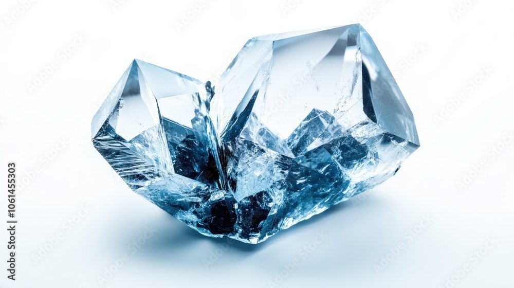 Stunning blue crystal with multiple facets in a minimalist setting Stunning blue crystal with multiple facets in a minimalist setting