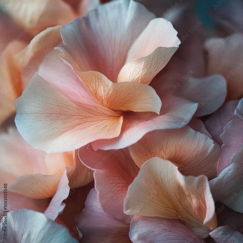 Delicate Peach and Blue Flower Petals Close Up Macro Photography Delicate Peach and Blue Flower Petals Close Up Macro Photography