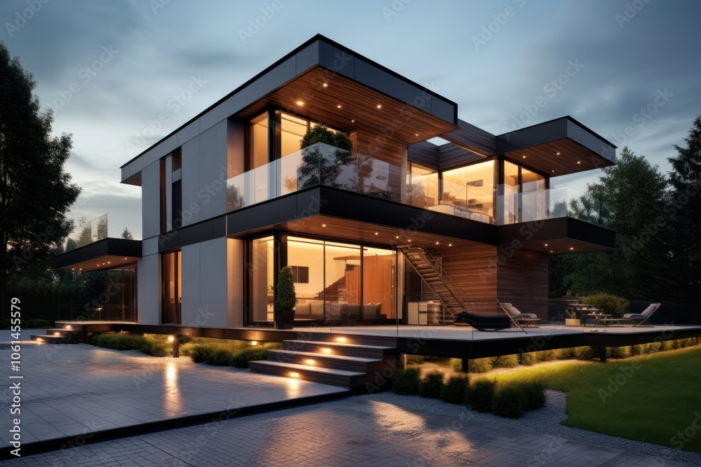 Modern house architecture building villa. Image . Modern house architecture building villa. Image .