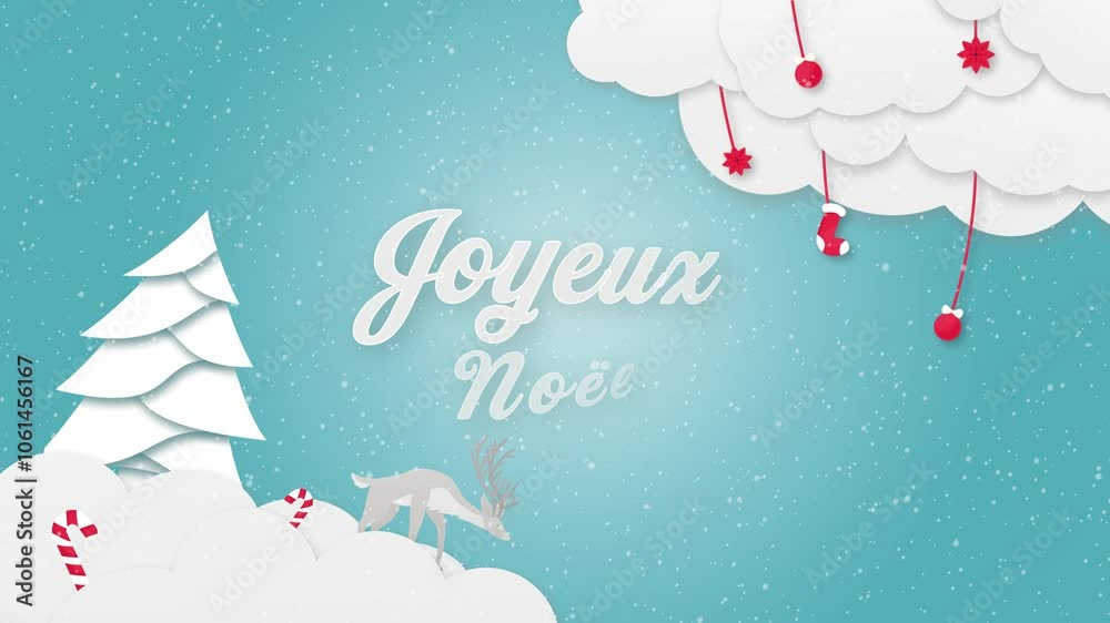 Merry Christmas Video. Text In French 