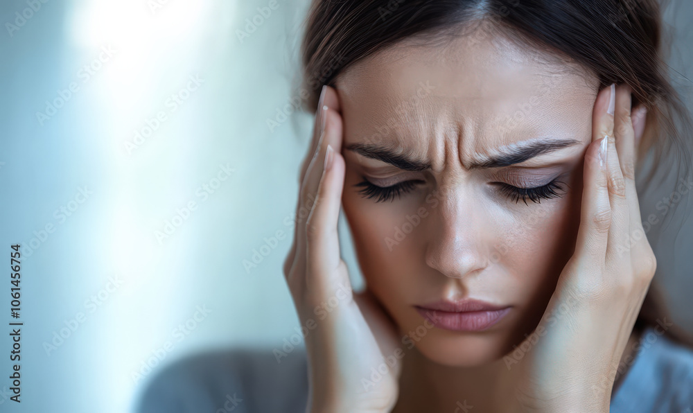 Woman suffering from headache, stress, and pain
