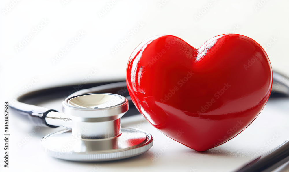 Red heart with stethoscope, symbol of healthcare and love Red heart with stethoscope, symbol of healthcare and love