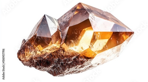 Stunning golden crystal cluster: nature's geometric masterpiece revealed in rich amber tones photo