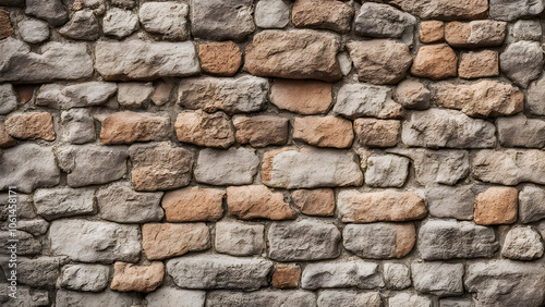 A wall made of stone with a few holes in it