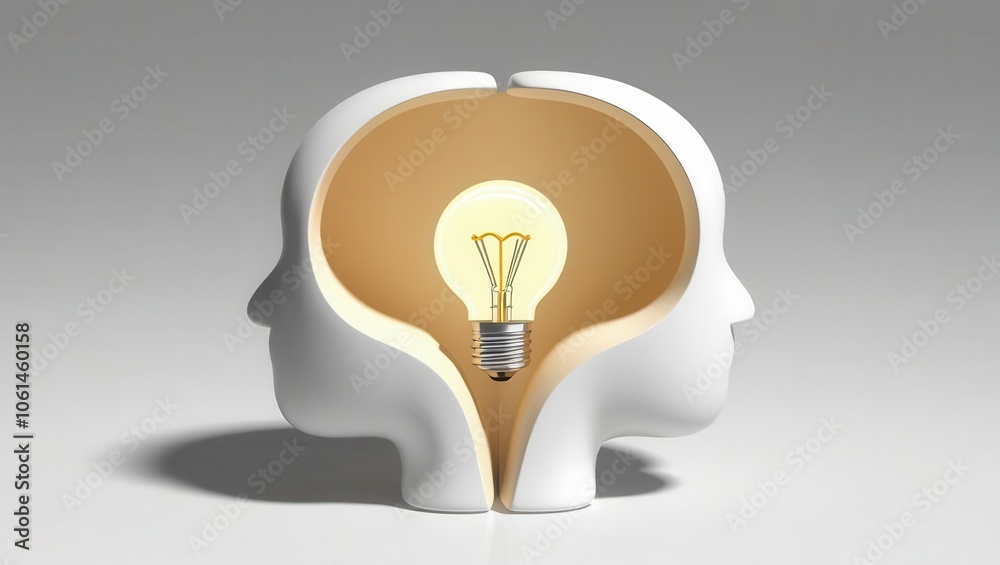 A creative illustration of two human heads facing each other, with a glowing light bulb between them, symbolizing shared ideas and enlightenment. A creative illustration of two human heads facing each other, with a glowing light bulb between them, symbolizing shared ideas and enlightenment.