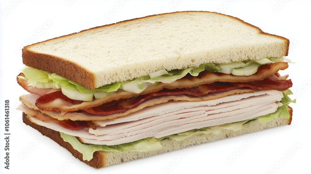 Delicious Layered Sandwich with Fresh Ingredients Delicious Layered Sandwich with Fresh Ingredients