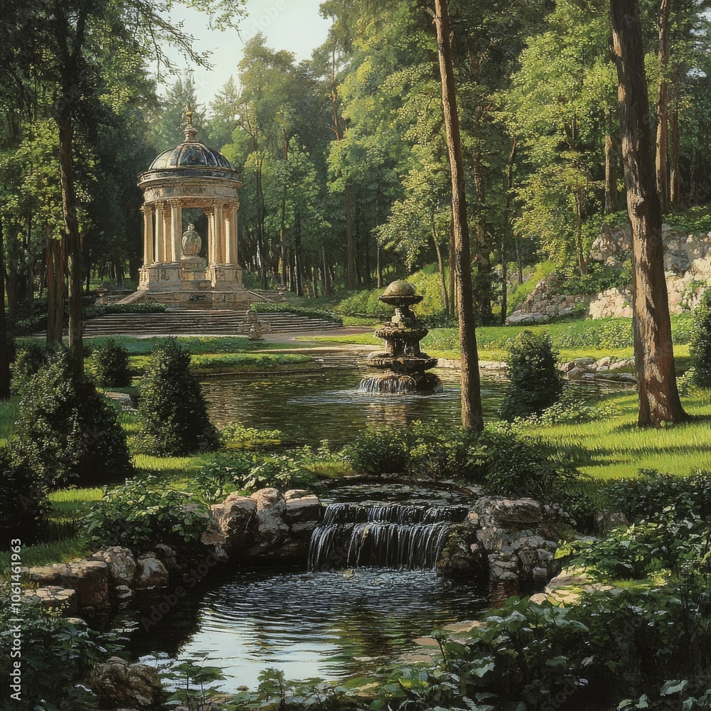 Summer garden in St. Petersburg's winter park. Summer garden in St. Petersburg's winter park.