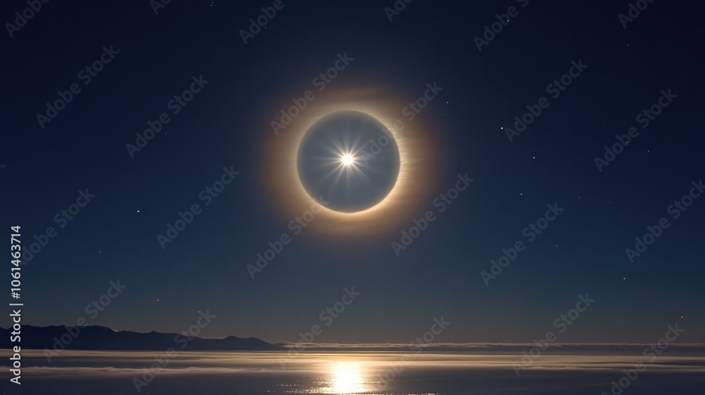 Stunning Solar Eclipse Over a Serene Ocean Landscape