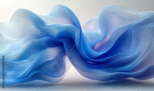 A flowing abstract design featuring soft blue hues and smooth textures.