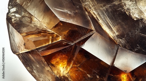 Close-up of smoky quartz crystal with natural facets and rich brown tones