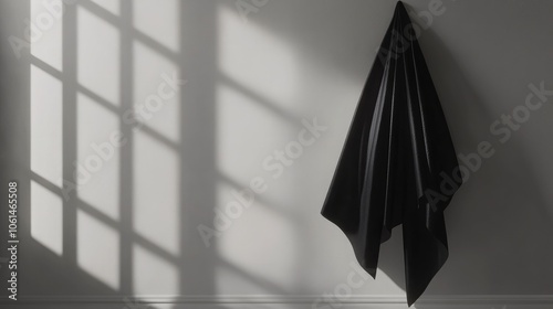 Black Fabric on Wall with Shadow Play photo