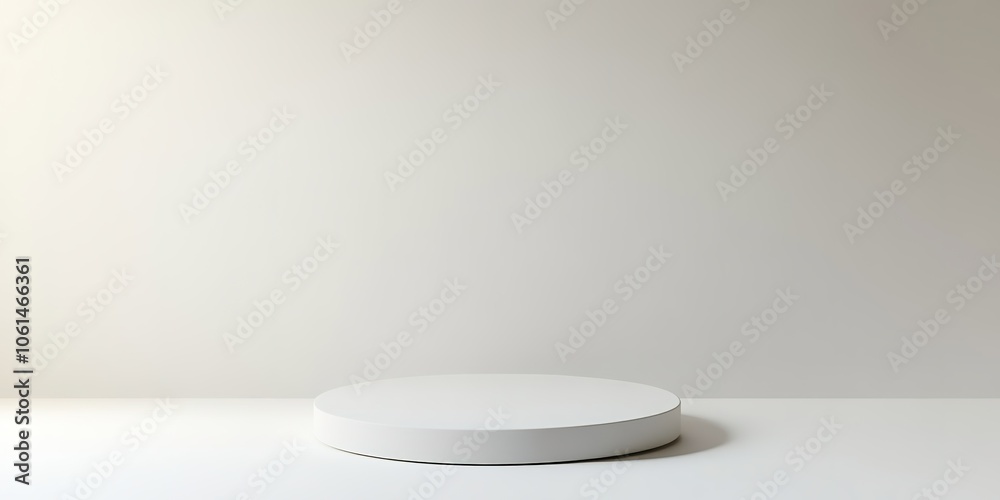 Minimalist white podium with neutral background for display Minimalist white podium with neutral background for display