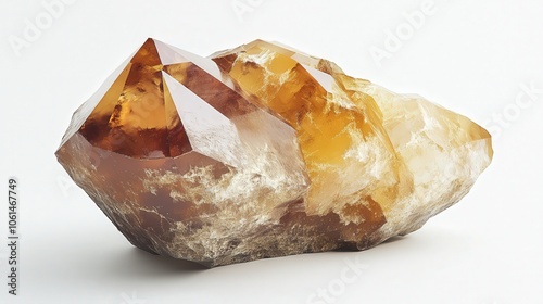 Raw citrine crystal: natural gemstone with amber hues and stunning facets photo