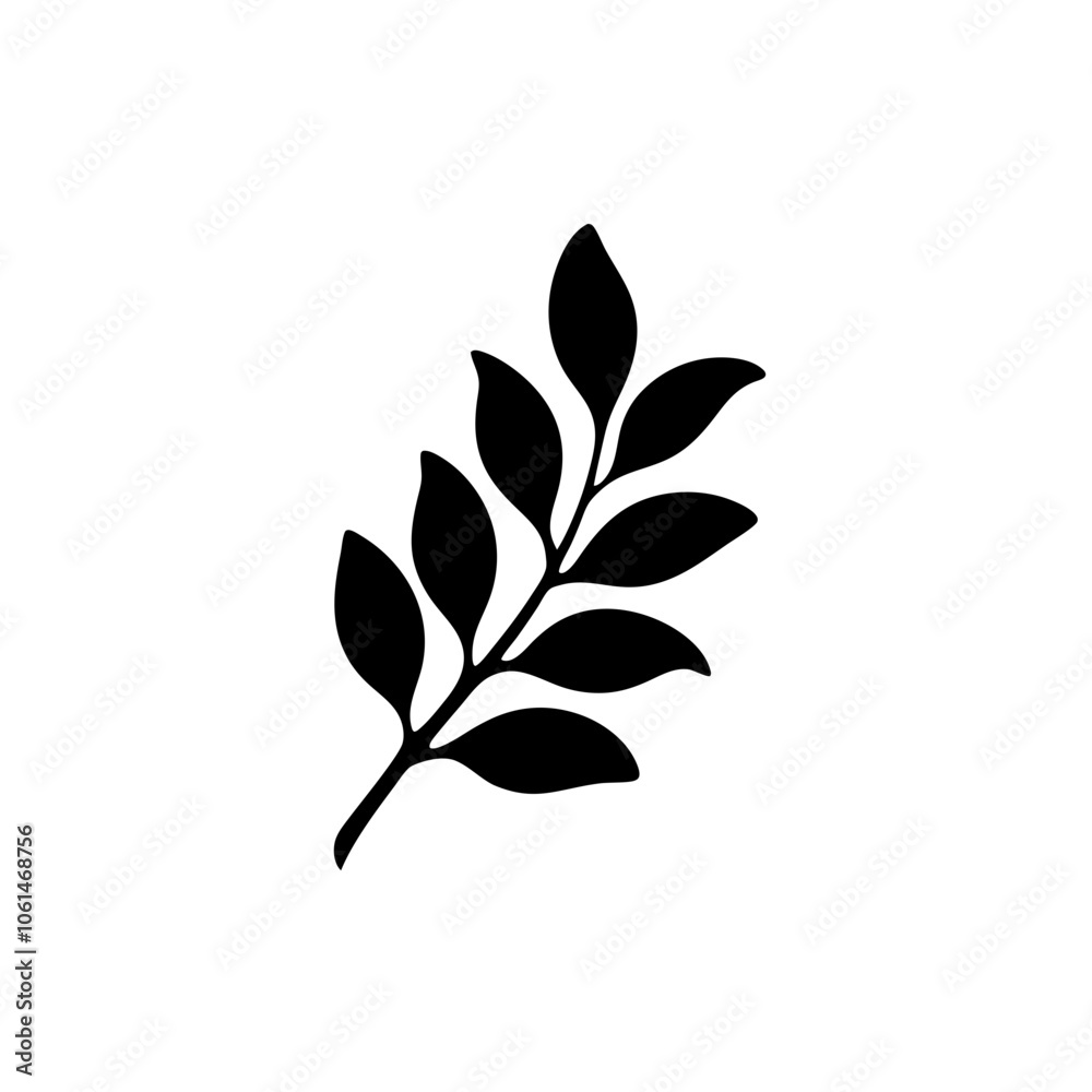 Branch with leaves silhouette vector illustration Branch with leaves silhouette vector illustration