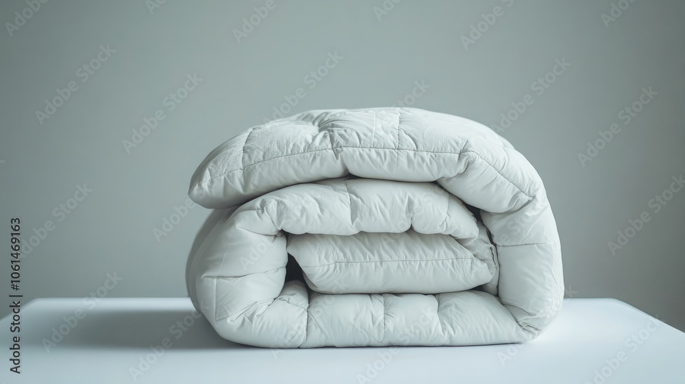Cozy and Soft White Comforter on a Table Cozy and Soft White Comforter on a Table