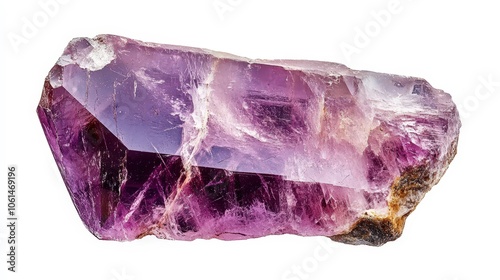 Raw amethyst crystal on white background showcasing natural purple beauty photo