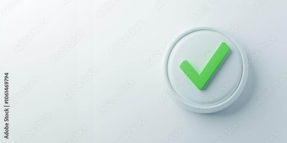 simple 3D depiction of giant green checkmark on white background simple 3D depiction of giant green checkmark on white background