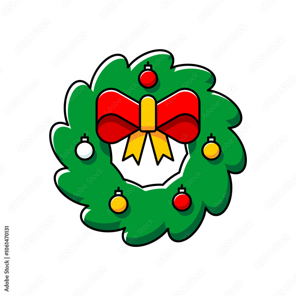 Fototapeta premium Christmas wreath icon. Outline icons. Holiday symbol
