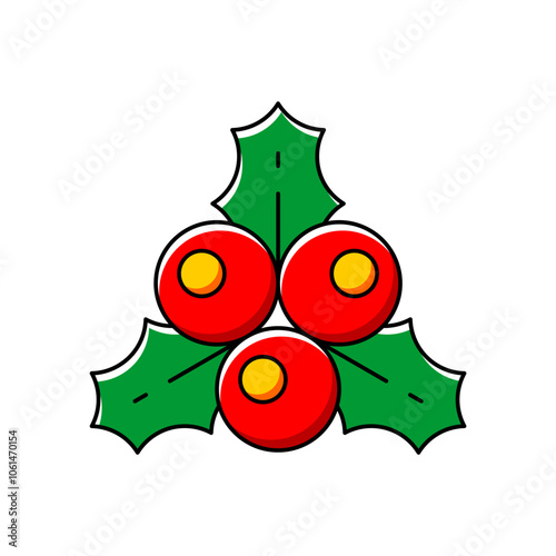 Christmas holly icon. Outline icons. Holiday symbol