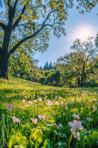 Wallpaper Mural Field with Pink Flowers Torontodigital.ca