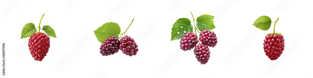 A close-up display of fresh, vibrant raspberries with green leaves, set against a transparent background. A close-up display of fresh, vibrant raspberries with green leaves, set against a transparent background.