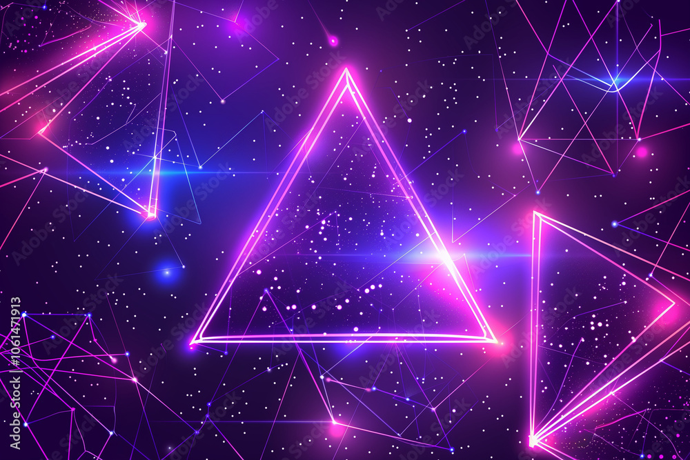 Synthwave wireframe net illustration. Abstract digital background. 80s, 90s Retro futurism, Retro wave cyber grid. Deep space surfaces. Neon lights glowing. Starry background. Vector triangle light
Synthwave wireframe net illustration. Abstract digital background. 80s, 90s Retro futurism, Retro wave cyber grid. Deep space surfaces. Neon lights glowing. Starry background. Vector triangle light