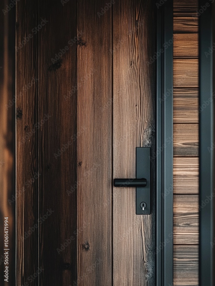 Wooden door handle detail Wooden door handle detail