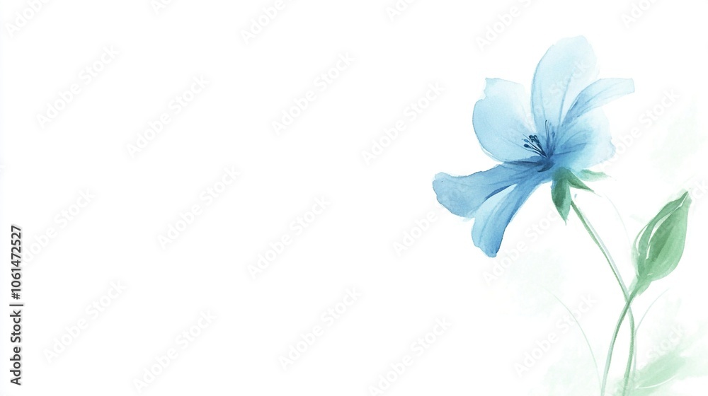 Serenity in Bloom: A Hand-Drawn Small Blue Flower in Watercolor on a Crisp White Background Serenity in Bloom: A Hand-Drawn Small Blue Flower in Watercolor on a Crisp White Background