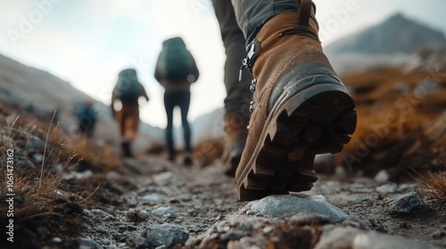 Hikers on Rocky Path