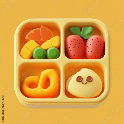 Colorful Bento Lunch Box with Assorted Healthy Snacks photo