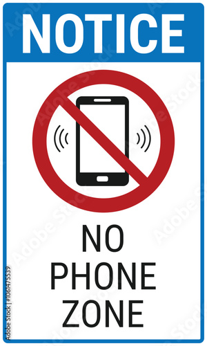 No phone zone notice sign. Vector sign for libraries, theaters or certain work environments