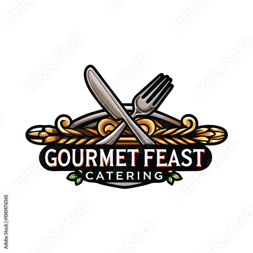 Design a sophisticated logo for a gourmet catering company. The logo should be food-inspired and reflect high quality, elegance, and culinary expertise.