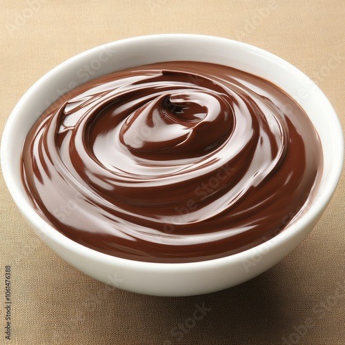 Creamy, rich chocolate ganache in a white bowl.