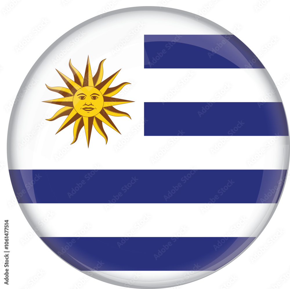 Fototapeta premium Uruguay flag with glossy rounded button for football team and national emblem