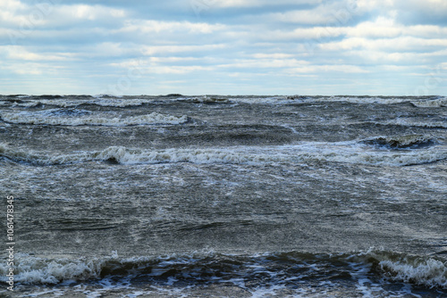 Autumn storm in Baltic sea next to Pavilosta, Latvia.