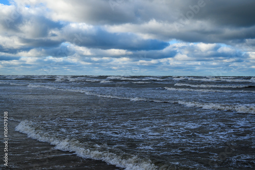 Autumn storm in Baltic sea next to Pavilosta, Latvia.