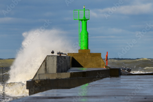 Autumn storm in Baltic sea next to Pavilosta, Latvia.