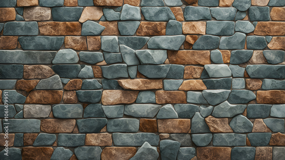 Fototapeta premium A wall made of stone and brown bricks