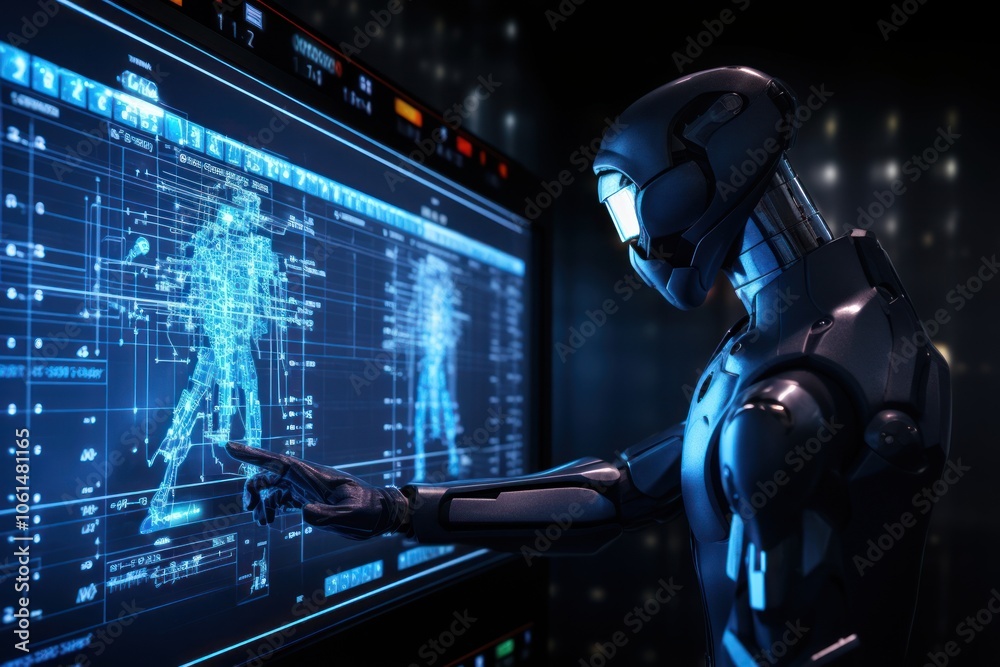 AI robot futuristic screen electronics. AI robot futuristic screen electronics.