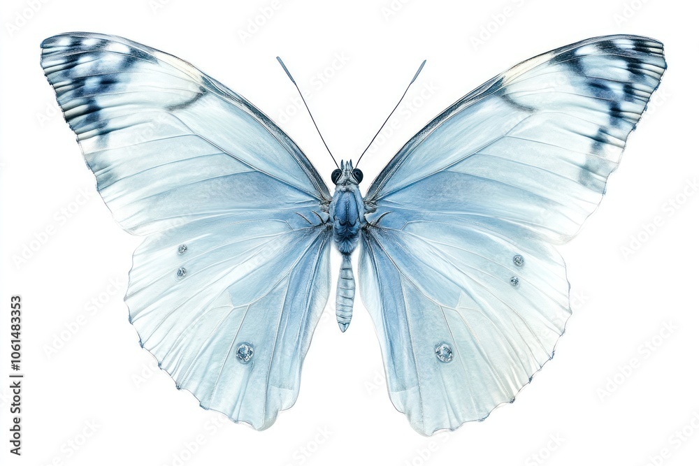 Fototapeta premium Soft blue butterfly background insect white.