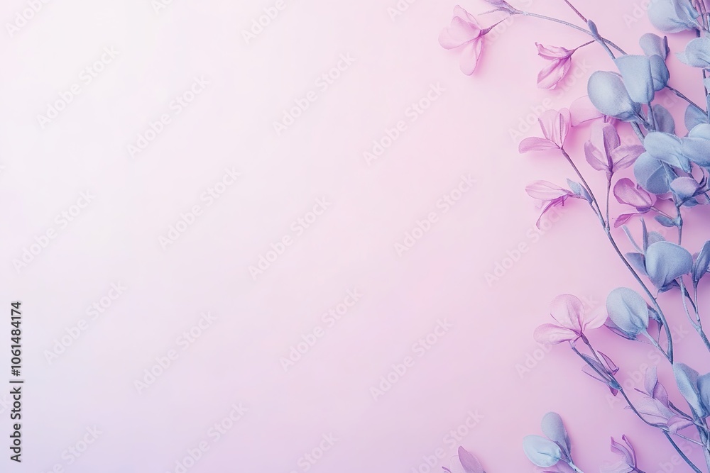 Naklejka premium Soft pink floral background with delicate flowers on side