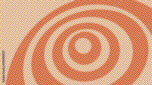 2D A spiral pattern with a halftone effect, showing concentric circles ,the dot in image create a gradient effect 